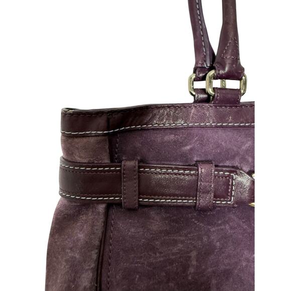 Coach Hamptons Carryall Handbag Purple Plum Suede Zip Purse Tote Bag - Picture 3 of 6